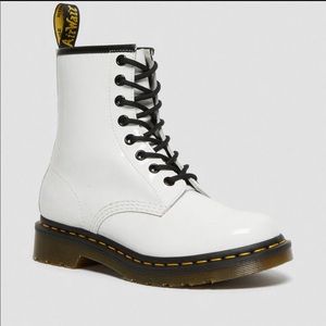 White Doc Martens Leather Lace Up Boot